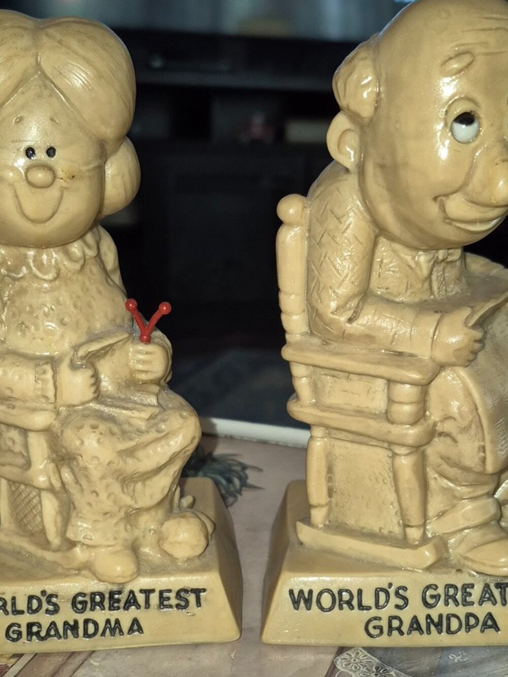 Vintage 1970's R & W Berries World's Greatest Grandma & Grandpa Figurines GUC
